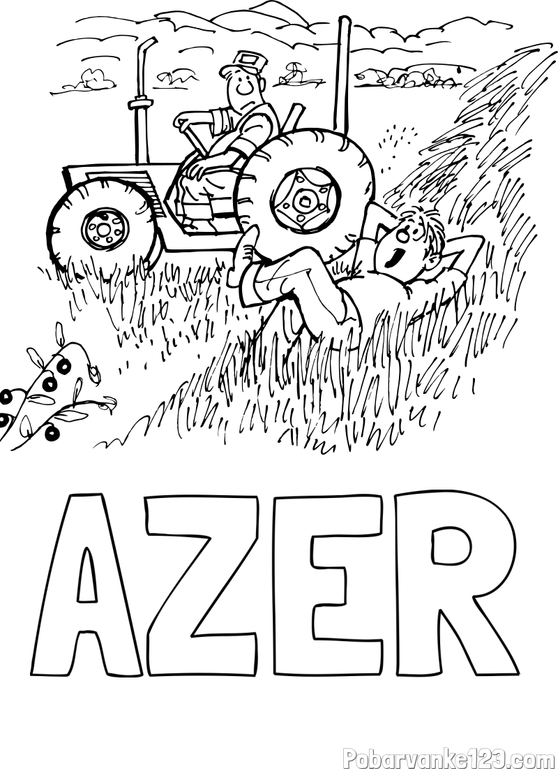 Pobarvanka imena AZER in pobarvanka traktor