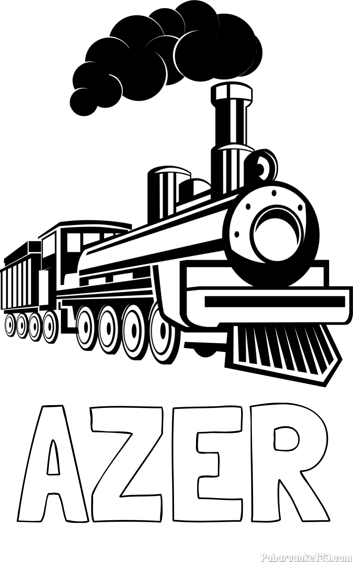Pobarvanka imena AZER in pobarvanka velike lokomotive