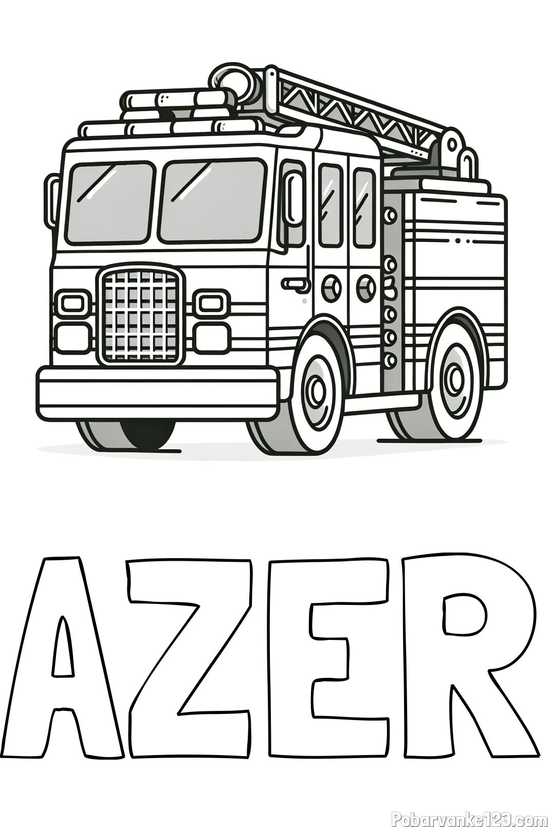 Pobarvanka imena AZER in pobarvanka velikega gasilskega avta