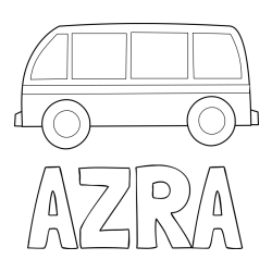 Pobarvanka imena AZRA in avtobus