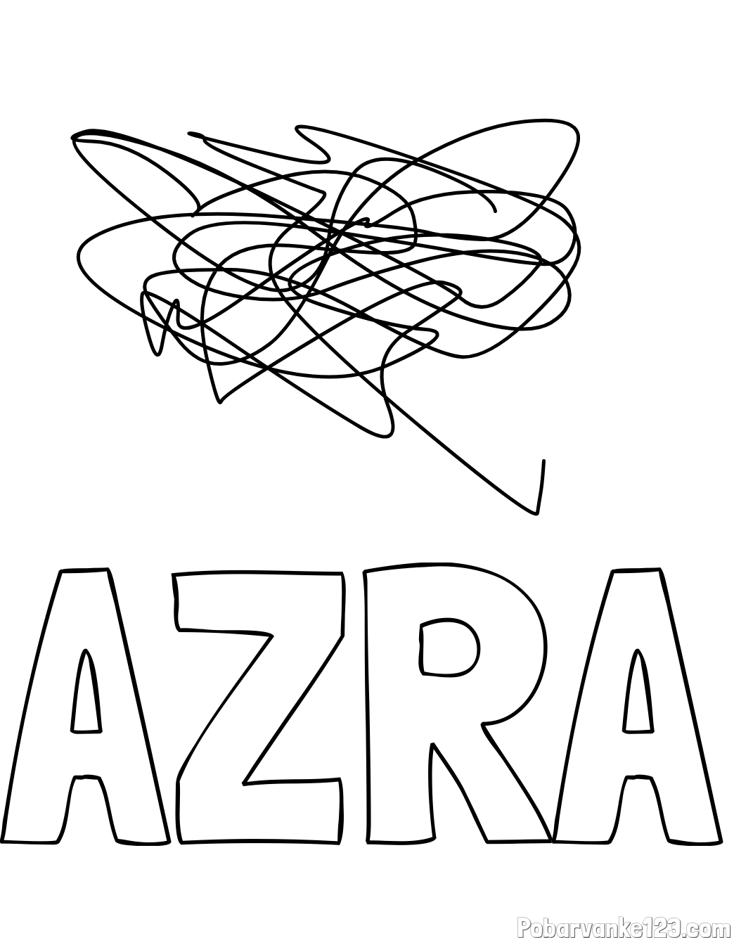 Pobarvanka imena AZRA in cicka cacka