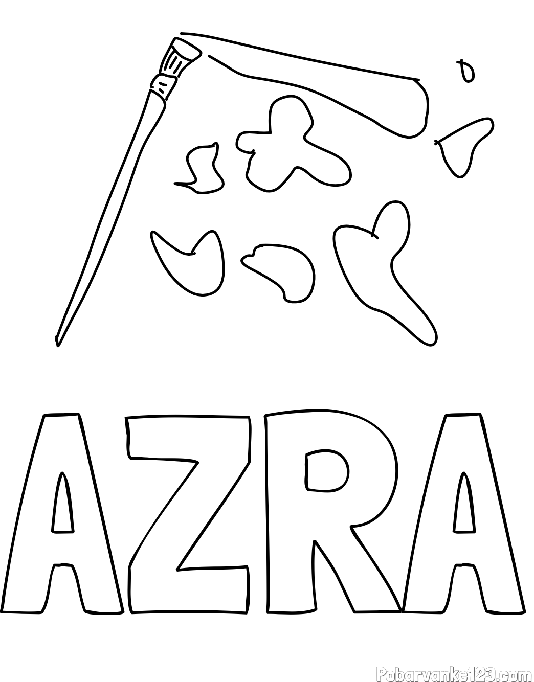 Pobarvanka imena AZRA in copic in packe