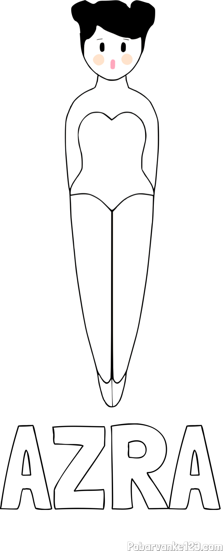 Pobarvanka imena AZRA in enostavna pobarvanka baletke