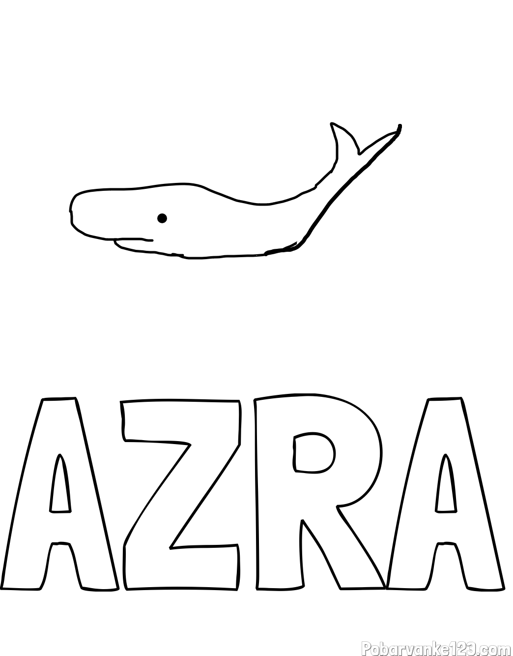 Pobarvanka imena AZRA in kitovščiina