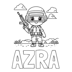 Pobarvanka imena AZRA in lepa otroška PUBG pobarvanka