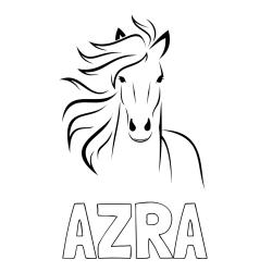 Pobarvanka imena AZRA in lepa pobarvanka konja