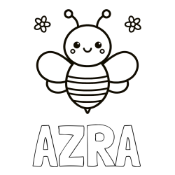 Pobarvanka imena AZRA in otroška pobarvanka čebele