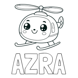 Pobarvanka imena AZRA in otroška pobarvanka ljubkega helikopterja