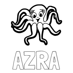 Pobarvanka imena AZRA in otroška pobarvanka nasmejane hobotnice