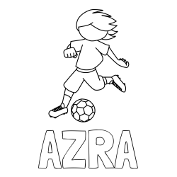 Pobarvanka imena AZRA in otroška pobarvanka preprosto ilustriranega nogometaša