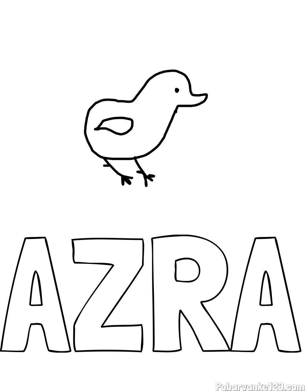 Pobarvanka imena AZRA in pišček