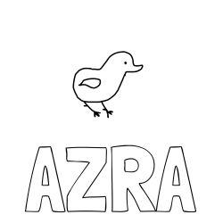 Online izdelana pobarvanka - Pobarvanka imena AZRA in pišček