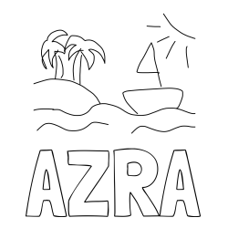 Online izdelana pobarvanka - Pobarvanka imena AZRA in plaža