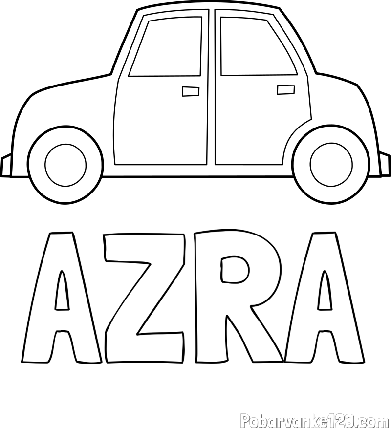 Pobarvanka imena AZRA in pobarvanka avta