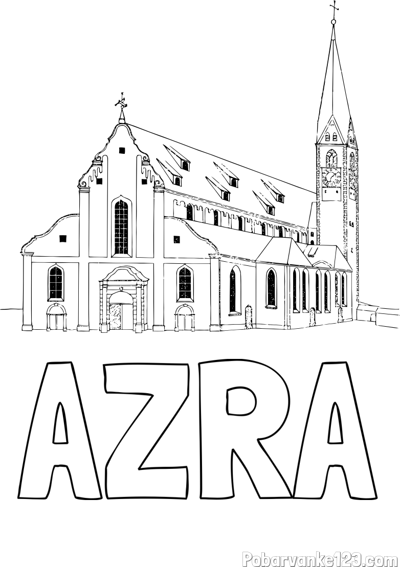 Pobarvanka imena AZRA in pobarvanka cerkev st.Mang iz leta 1828