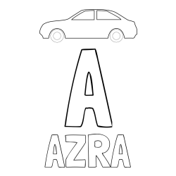 Pobarvanka imena AZRA in pobarvanka črke A