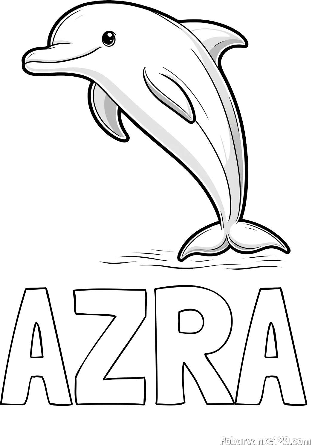 Pobarvanka imena AZRA in pobarvanka delfina