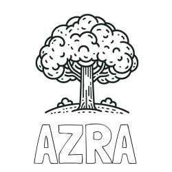 Online izdelana pobarvanka - Pobarvanka imena AZRA in pobarvanka drevesa