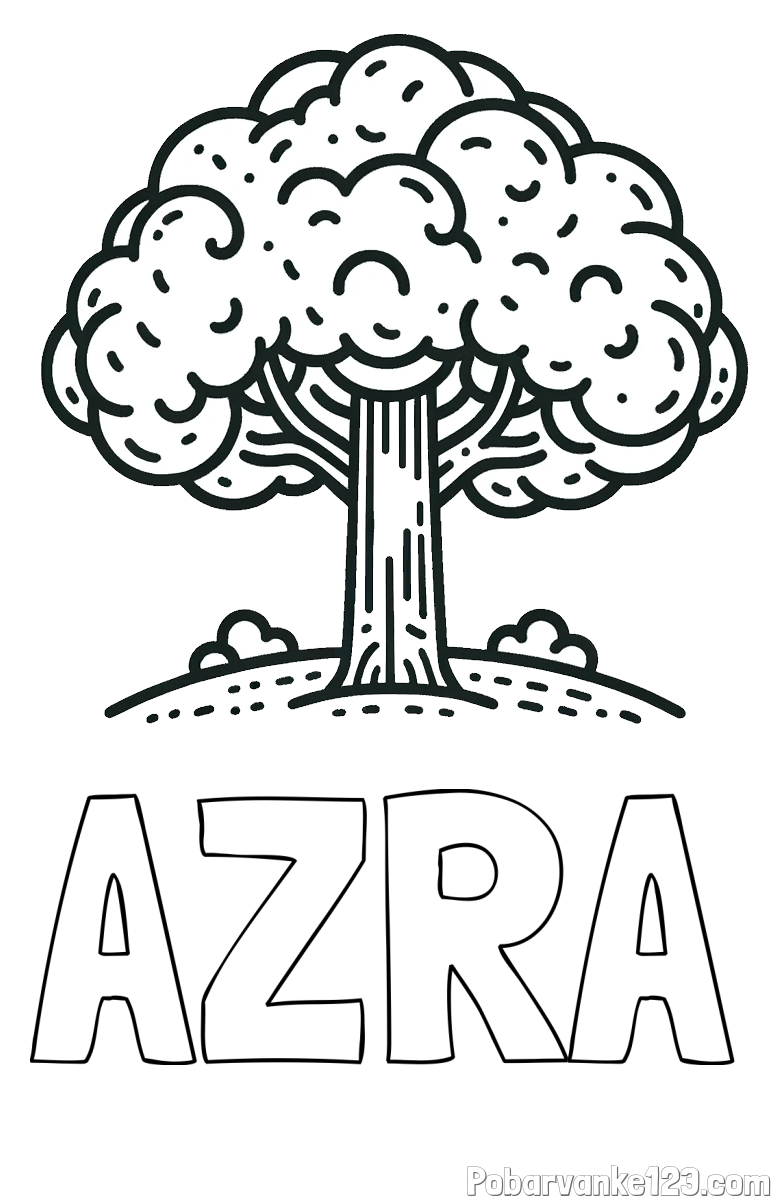 Pobarvanka imena AZRA in pobarvanka drevesa