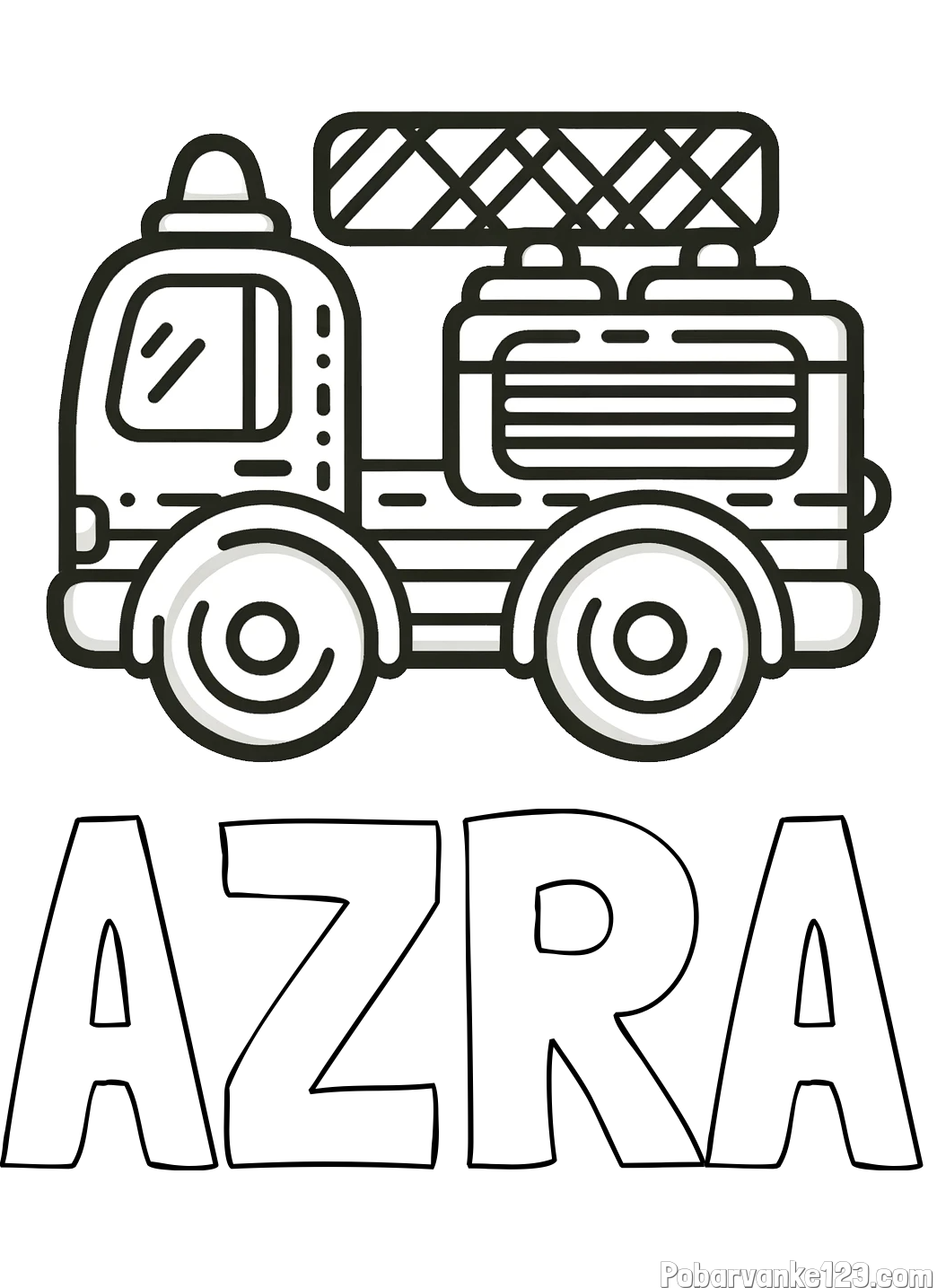 Pobarvanka imena AZRA in pobarvanka gasilski avto