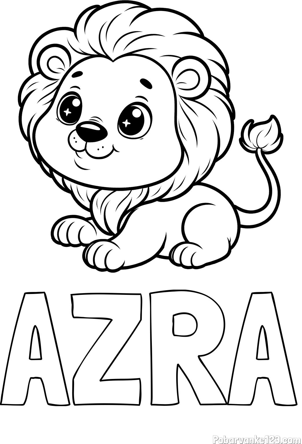 Pobarvanka imena AZRA in pobarvanka igrivega levčka