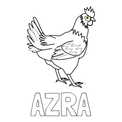 Pobarvanka imena AZRA in pobarvanka kokoške