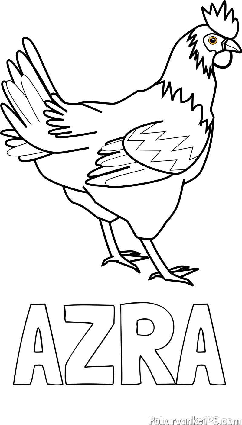 Pobarvanka imena AZRA in pobarvanka kokoške