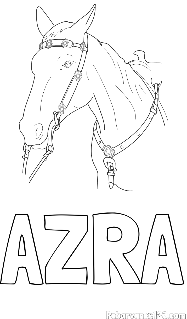 Pobarvanka imena AZRA in pobarvanka konjske glave