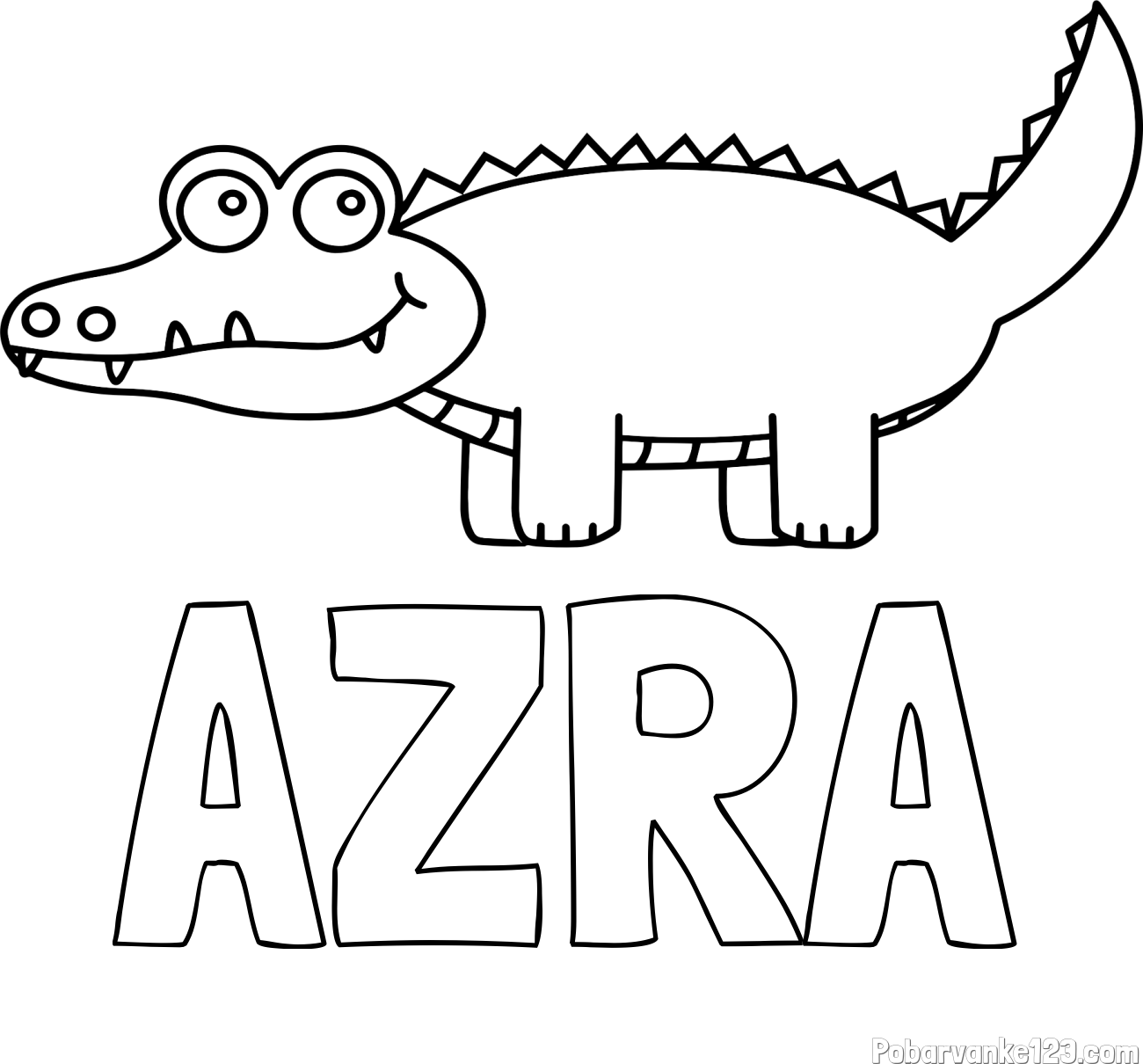 Pobarvanka imena AZRA in pobarvanka krokodilčka