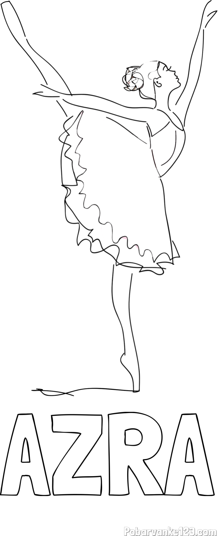 Pobarvanka imena AZRA in pobarvanka ljubke baletke