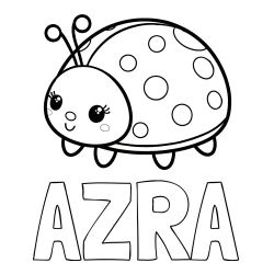 Pobarvanka imena AZRA in pobarvanka ljubke pikapolonice