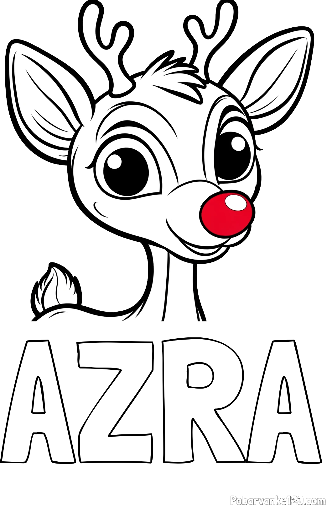 Pobarvanka imena AZRA in pobarvanka ljubkega jelenčka Rudolfa