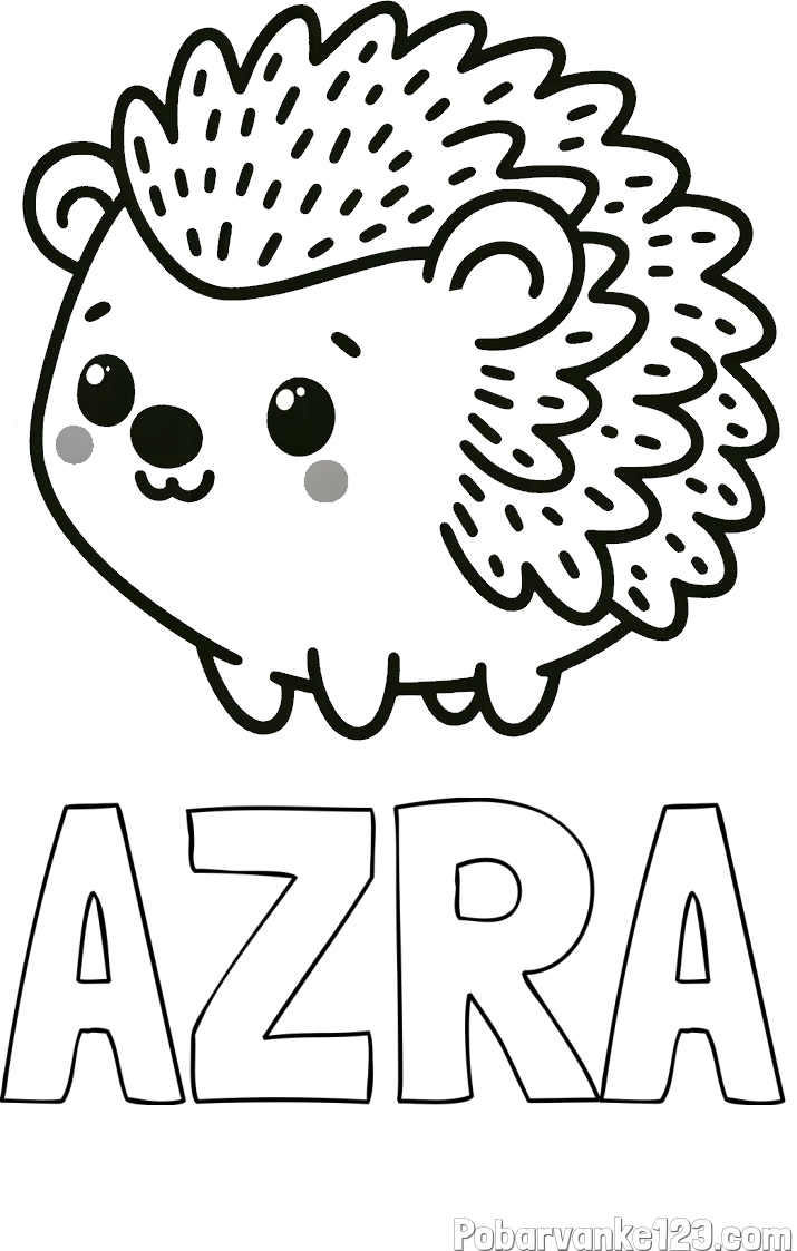 Pobarvanka imena AZRA in pobarvanka ljubkega ježka