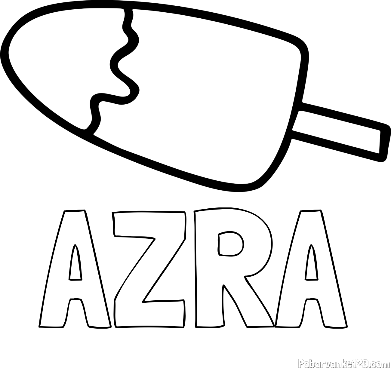 Pobarvanka imena AZRA in pobarvanka lučke (sladoled na palčki)