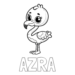 Pobarvanka imena AZRA in pobarvanka majhnega flaminga