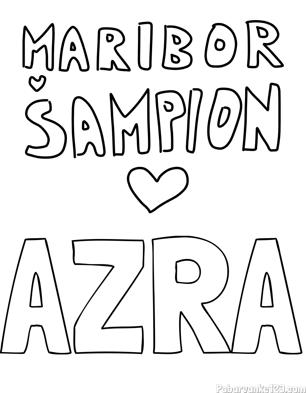 Pobarvanka imena AZRA in pobarvanka MARIBOR ŠAMPION