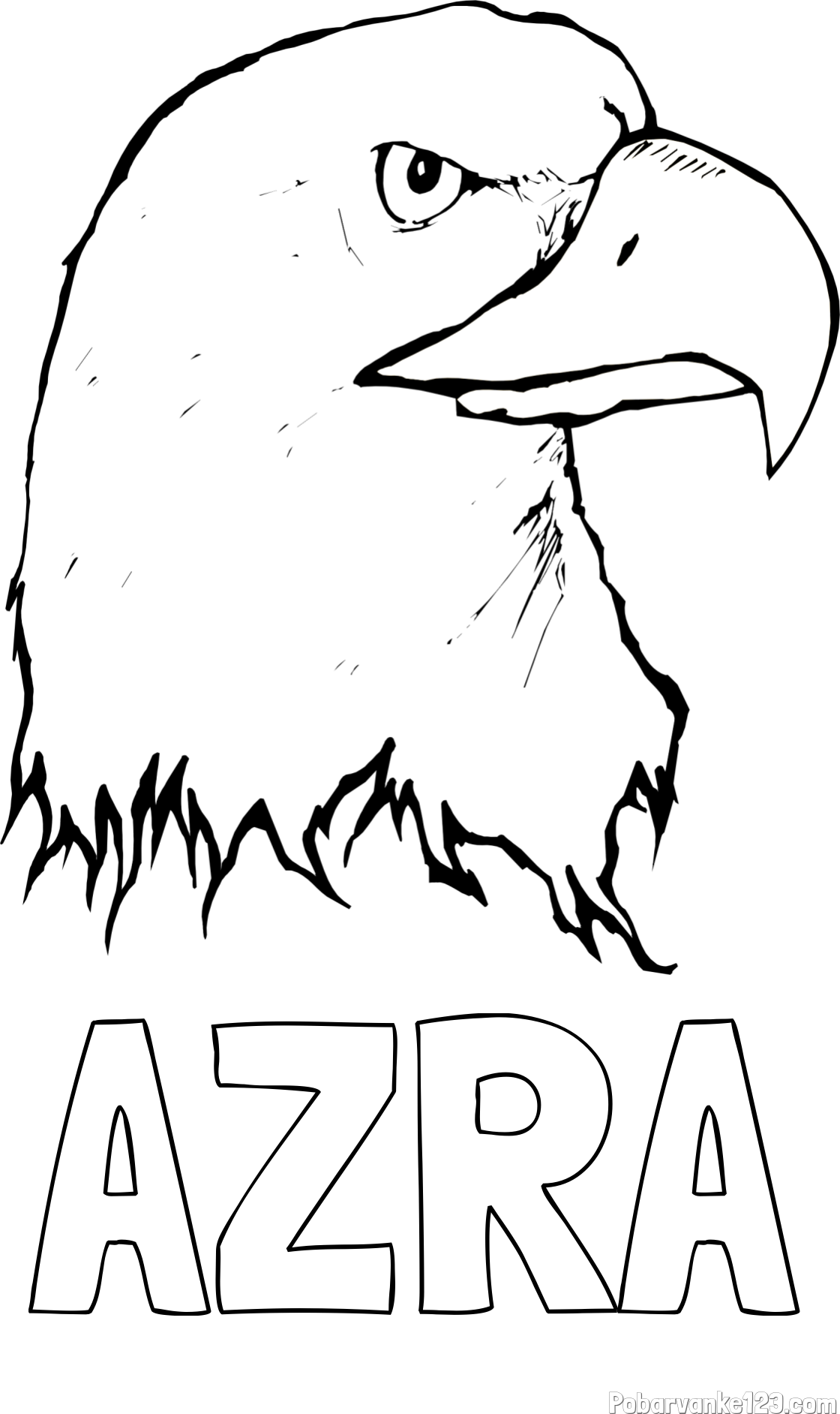 Pobarvanka imena AZRA in pobarvanka orlove glave