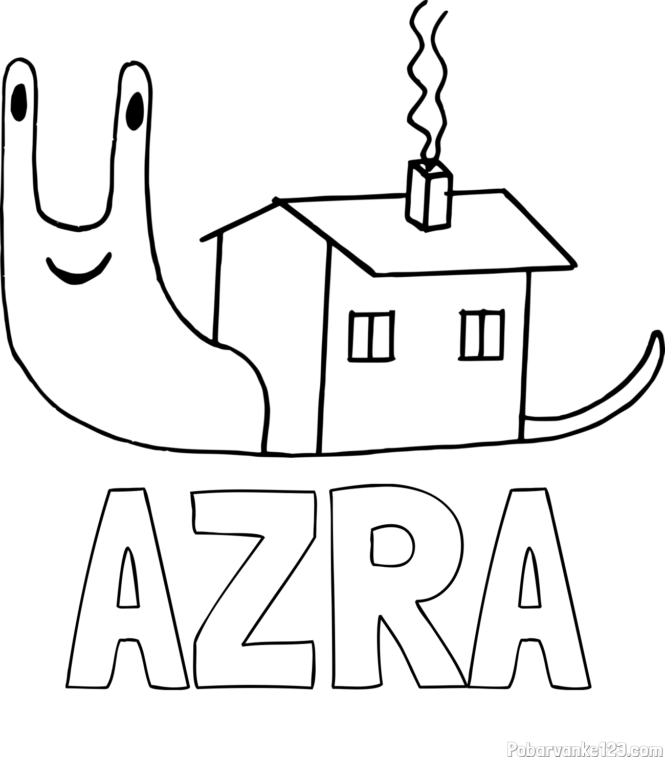 Pobarvanka imena AZRA in pobarvanka polžka s hiško