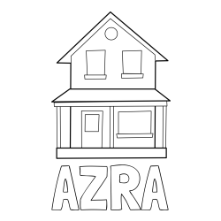 Pobarvanka imena AZRA in pobarvanka preproste hiše