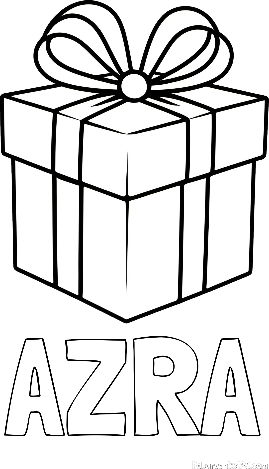 Pobarvanka imena AZRA in pobarvanka preprostega darila