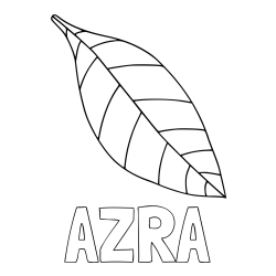 Pobarvanka imena AZRA in pobarvanka preprostega lista