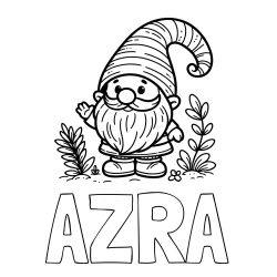Pobarvanka imena AZRA in pobarvanka prijaznega škrata oz. palčka