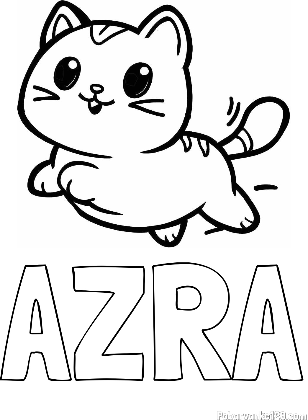 Pobarvanka imena AZRA in pobarvanka prikupne mačke med tekom