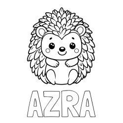 Pobarvanka imena AZRA in pobarvanka prikupnega ježa