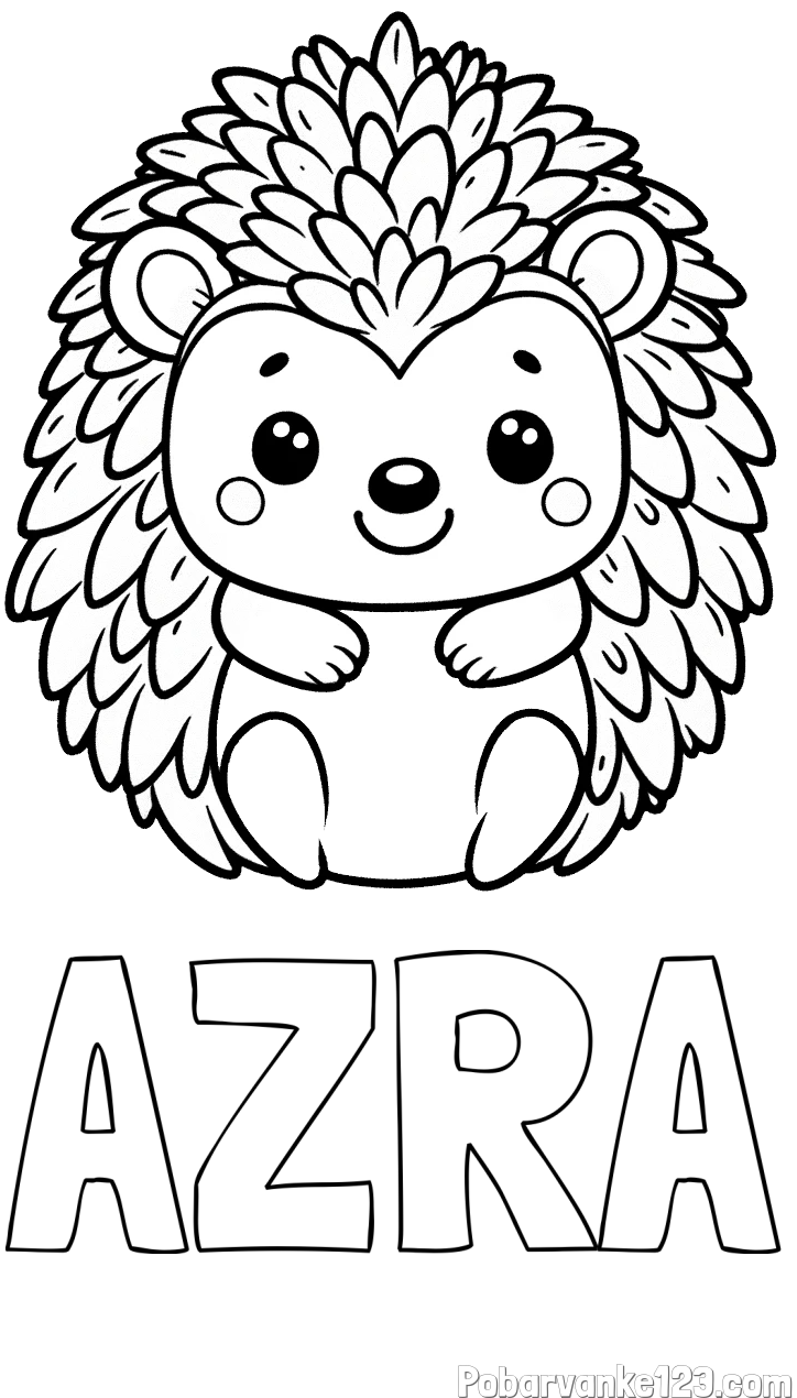 Pobarvanka imena AZRA in pobarvanka prikupnega ježa