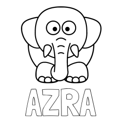 Pobarvanka imena AZRA in pobarvanka slona