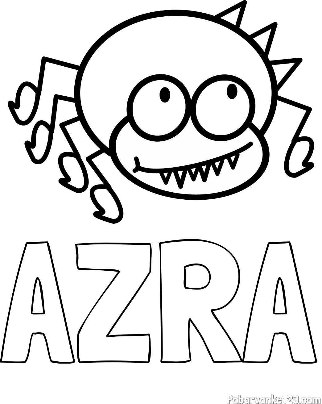 Pobarvanka imena AZRA in pobarvanka smešnega pajka