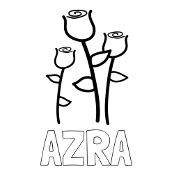 Pobarvanka imena AZRA in pobarvanka treh vrtnic