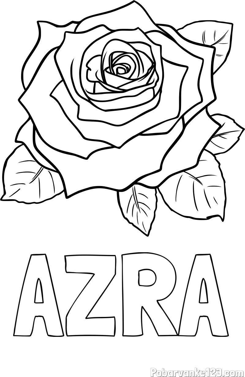 Pobarvanka imena AZRA in pobarvanka vrtnice