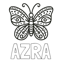 Pobarvanka imena AZRA in preprosta pobarvanka metulja